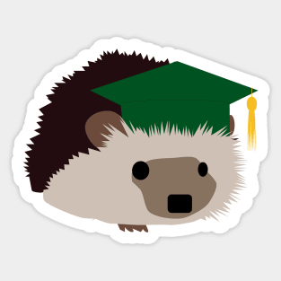 Graduation Hedgehog - Green Cap Sticker